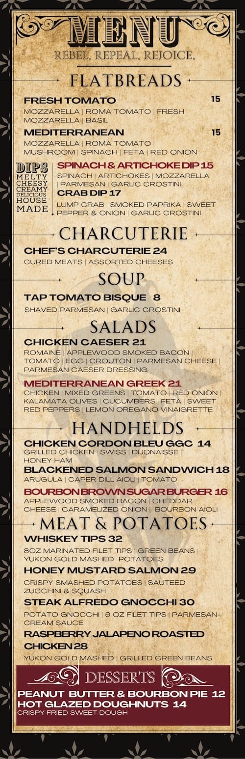 The Supper Club condensed menu preview. Click to open the full PDF menu (may open in a new window).